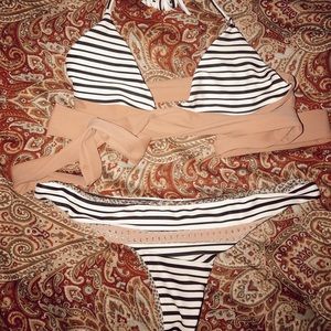 Acacia tan striped swimsuit